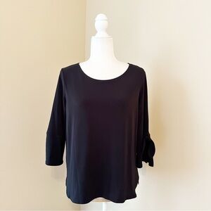 Clara Sun Woo Tie Ruffle Sleeve Knit Top - Small